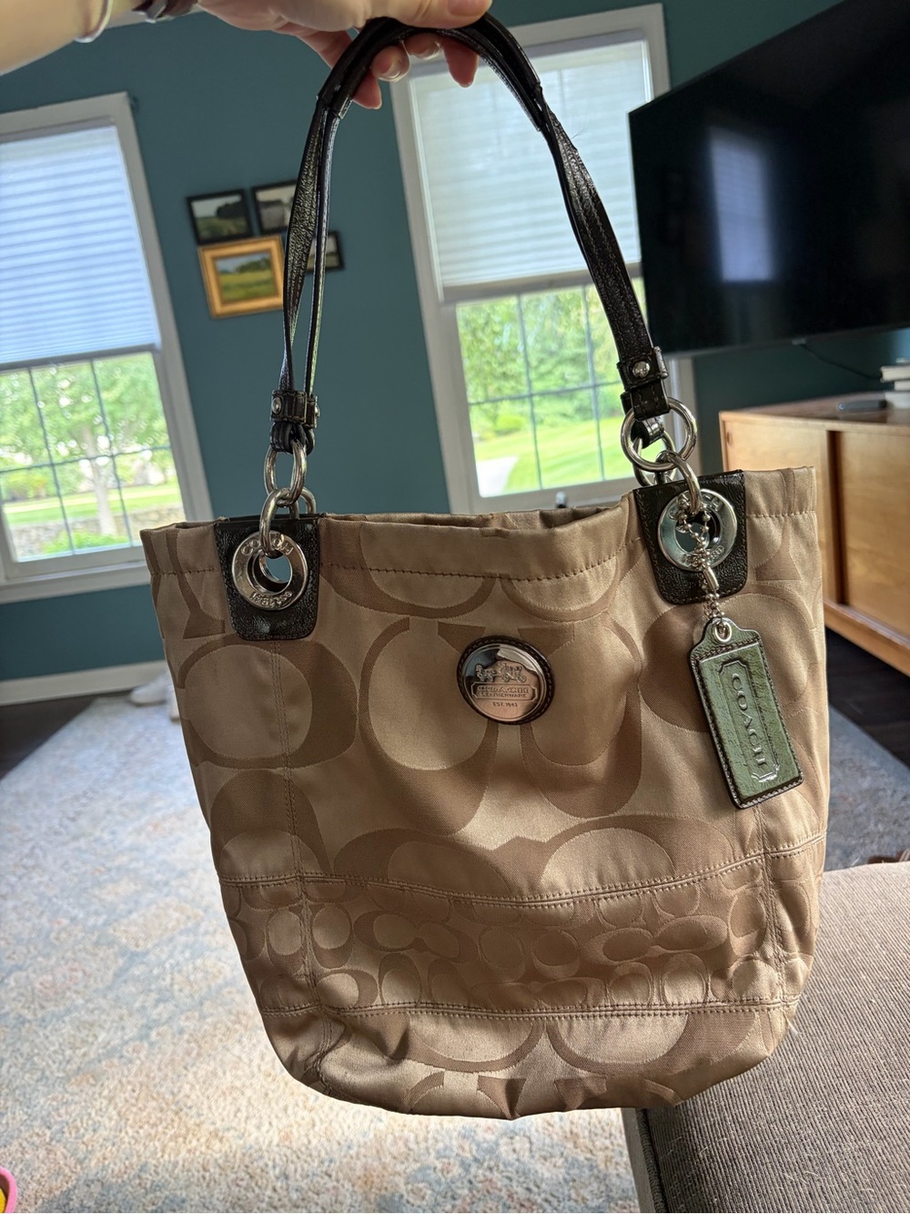Coach Alex Signature Sateen Patent Leather Large bag